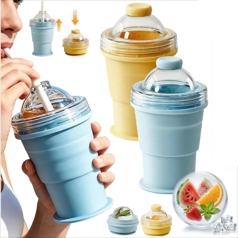 Ice Mold Sphere - 2-in-1 Silicone Folding Ice Hockey Cup