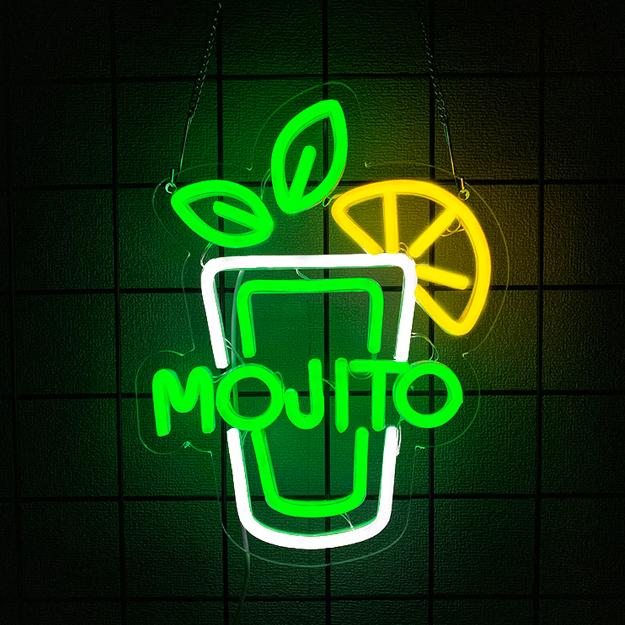 Home Bar Lounge - Mojito USB Neon Sign, Mint Lime