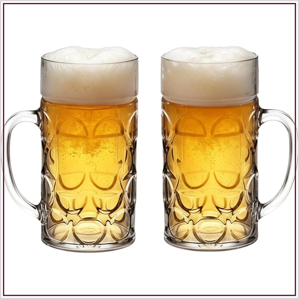 Home Bar Set - 38oz Plastic Beer Mugs with Handle