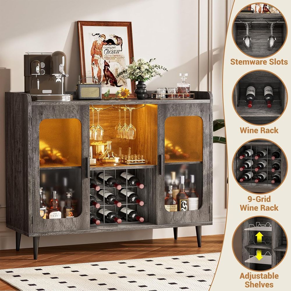 Wine Bar Cabinet with Power Ou - Home Bar And Cabinet ulasan dan harga