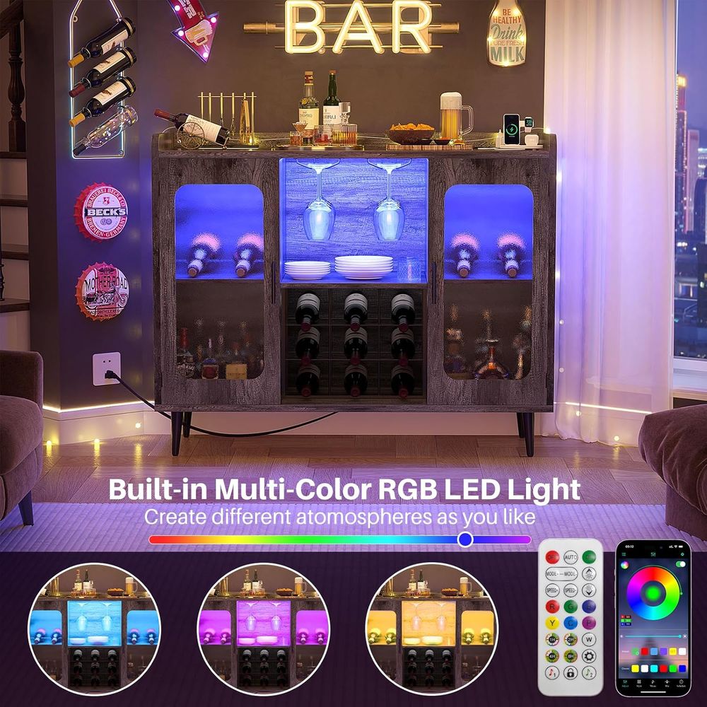 Wine Bar Cabinet with Power Ou - Home Bar And Cabinet ulasan dan harga