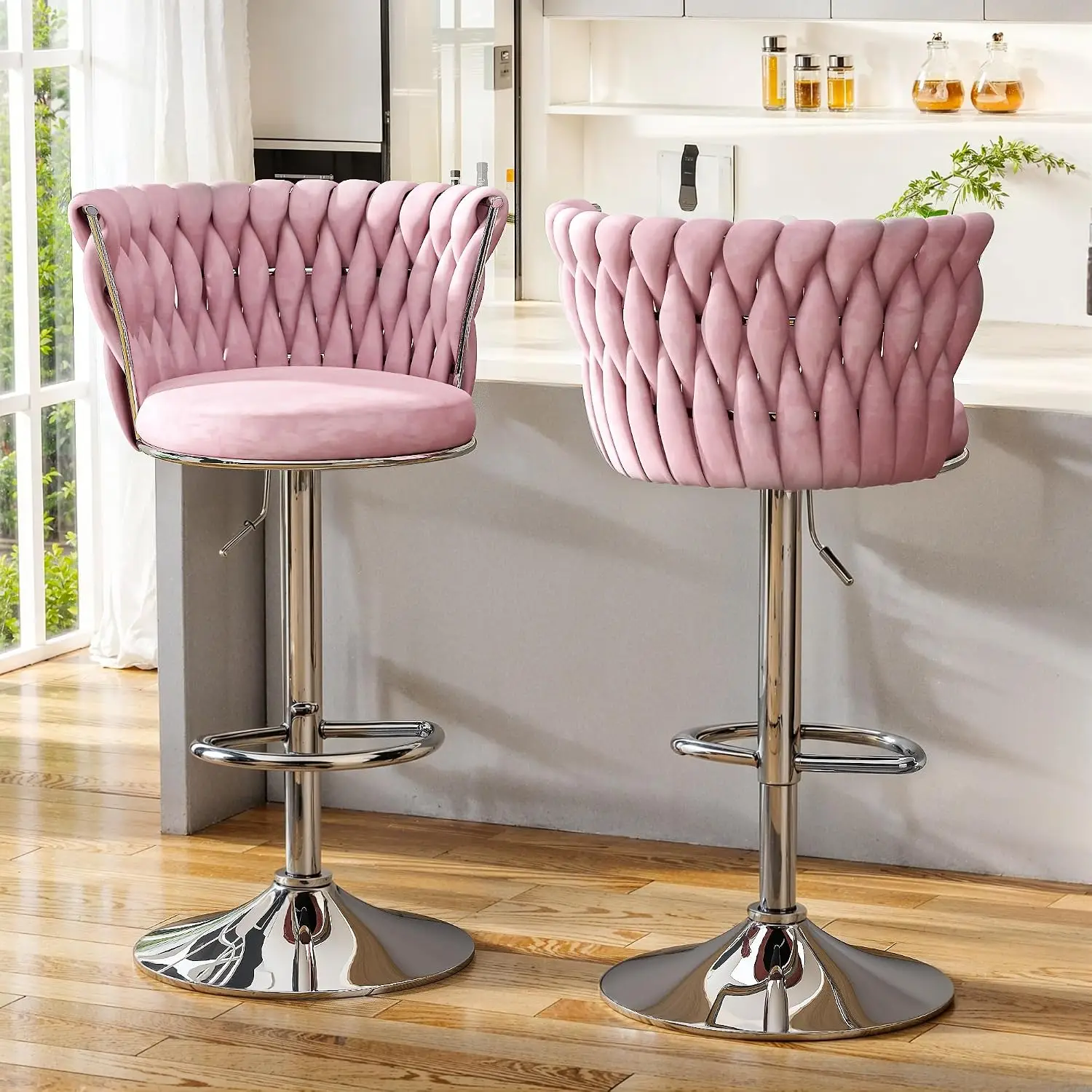 Velvet Bar Stools Set Of 2, Sw - Home Bar Stools ulasan dan harga