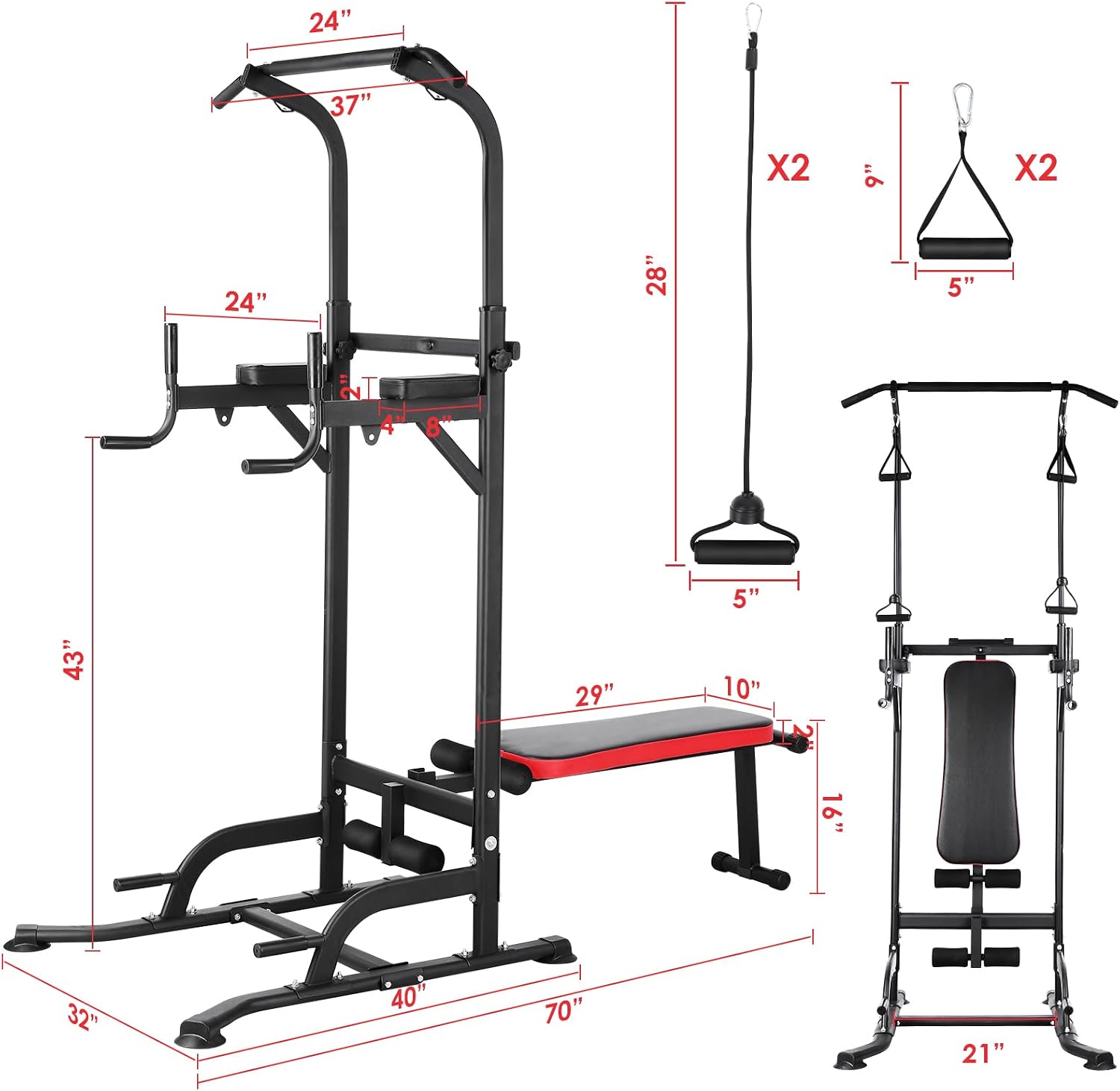 Power Tower with Bench, Pull U - Home Bar Stand ulasan dan harga