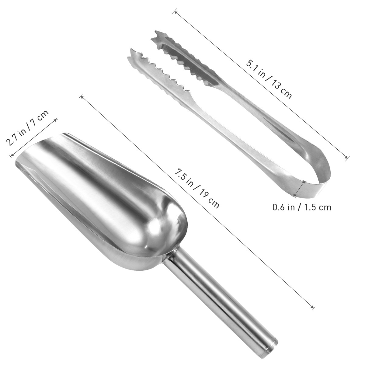 5Pcs Stainless Steel Ice Scoop - Home Bar Set ulasan dan harga