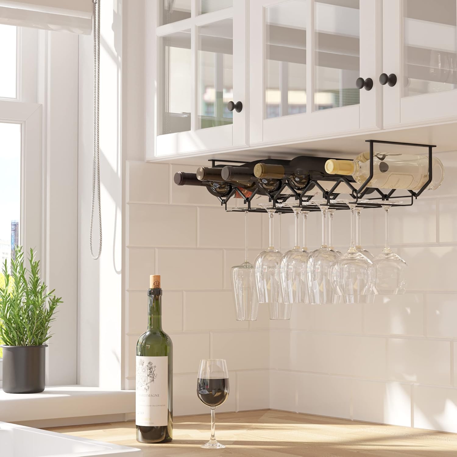 Under Cabinet Wine Rack & Glas - Home Bar And Cabinet ulasan dan harga