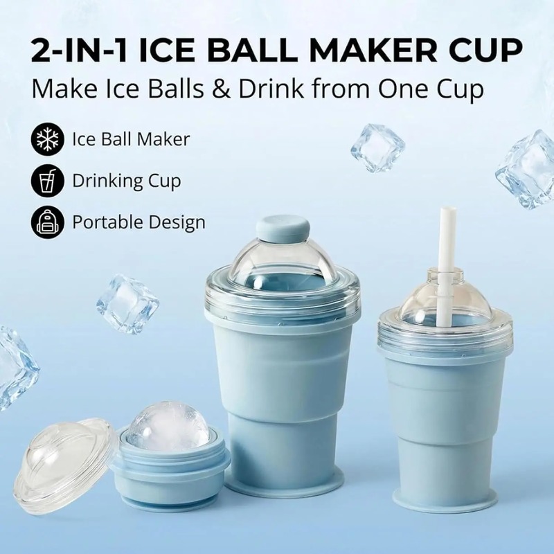 2-in-1  Silicone Folding Ice H - Ice Mold Sphere ulasan dan harga