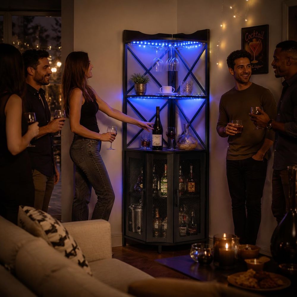 5-Tier Wine Bar Cabinet with L - Home Bar And Cabinet ulasan dan harga