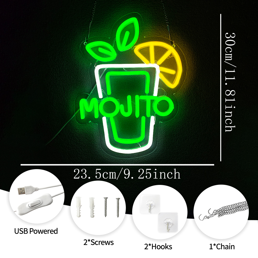 Mojito USB Neon Sign, Mint Lim - Home Bar Lounge ulasan dan harga