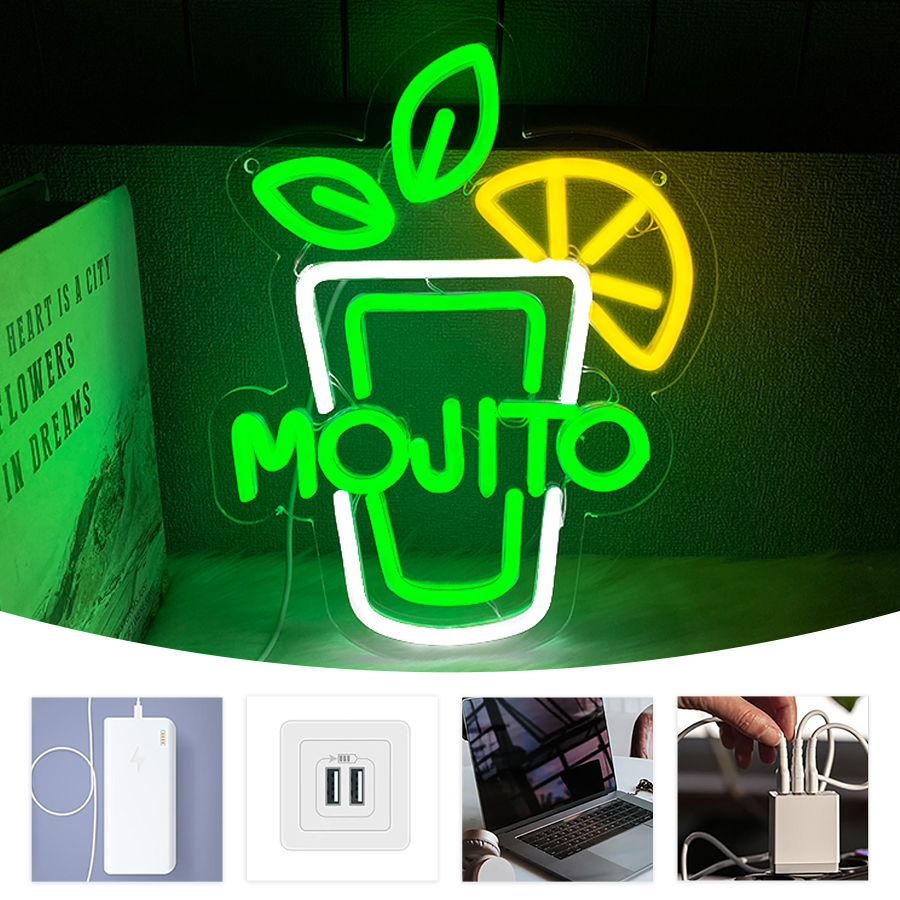 Mojito USB Neon Sign, Mint Lim - Home Bar Lounge ulasan dan harga