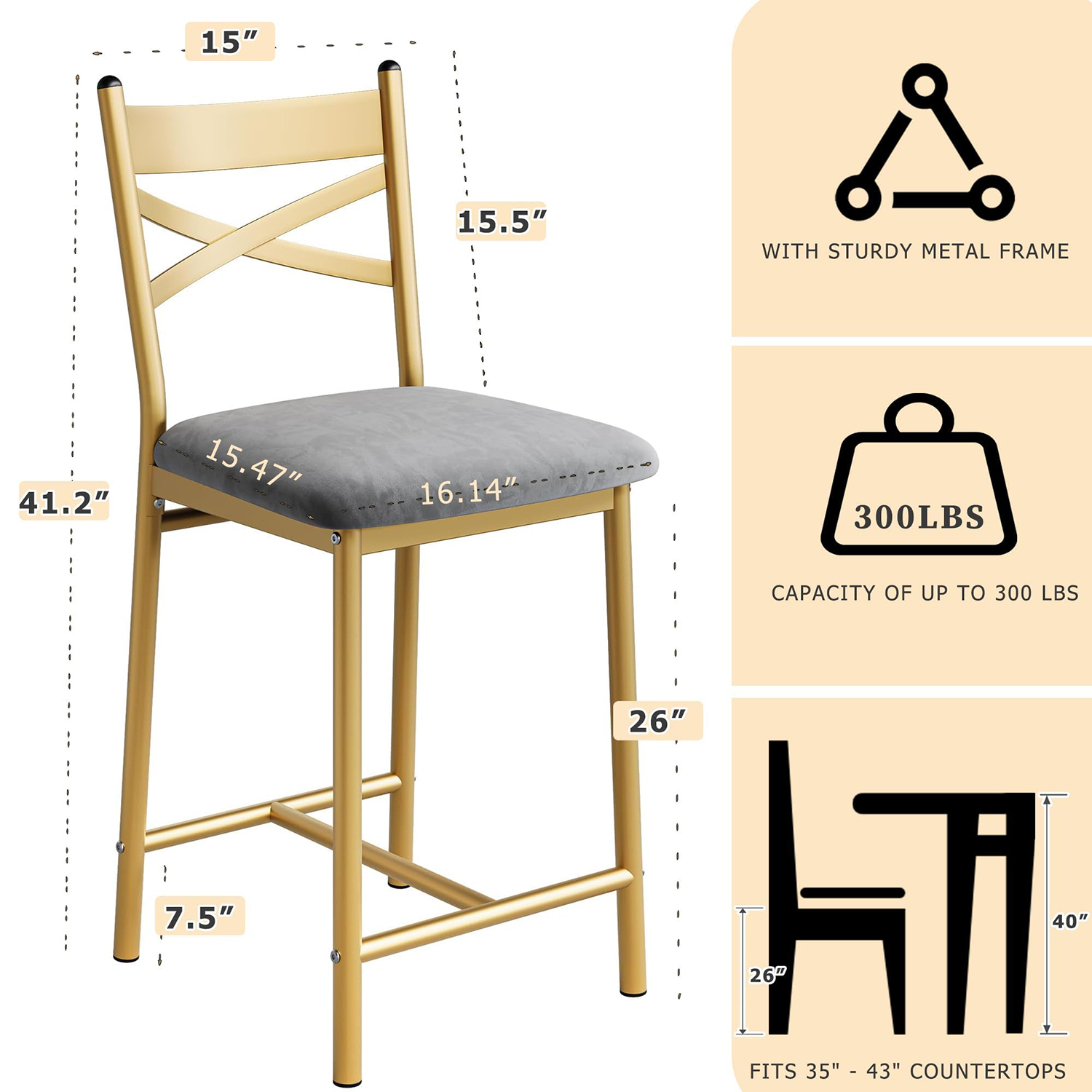 26 Inch Bar Stools Set Of 2, C - Home Bar Stools ulasan dan harga