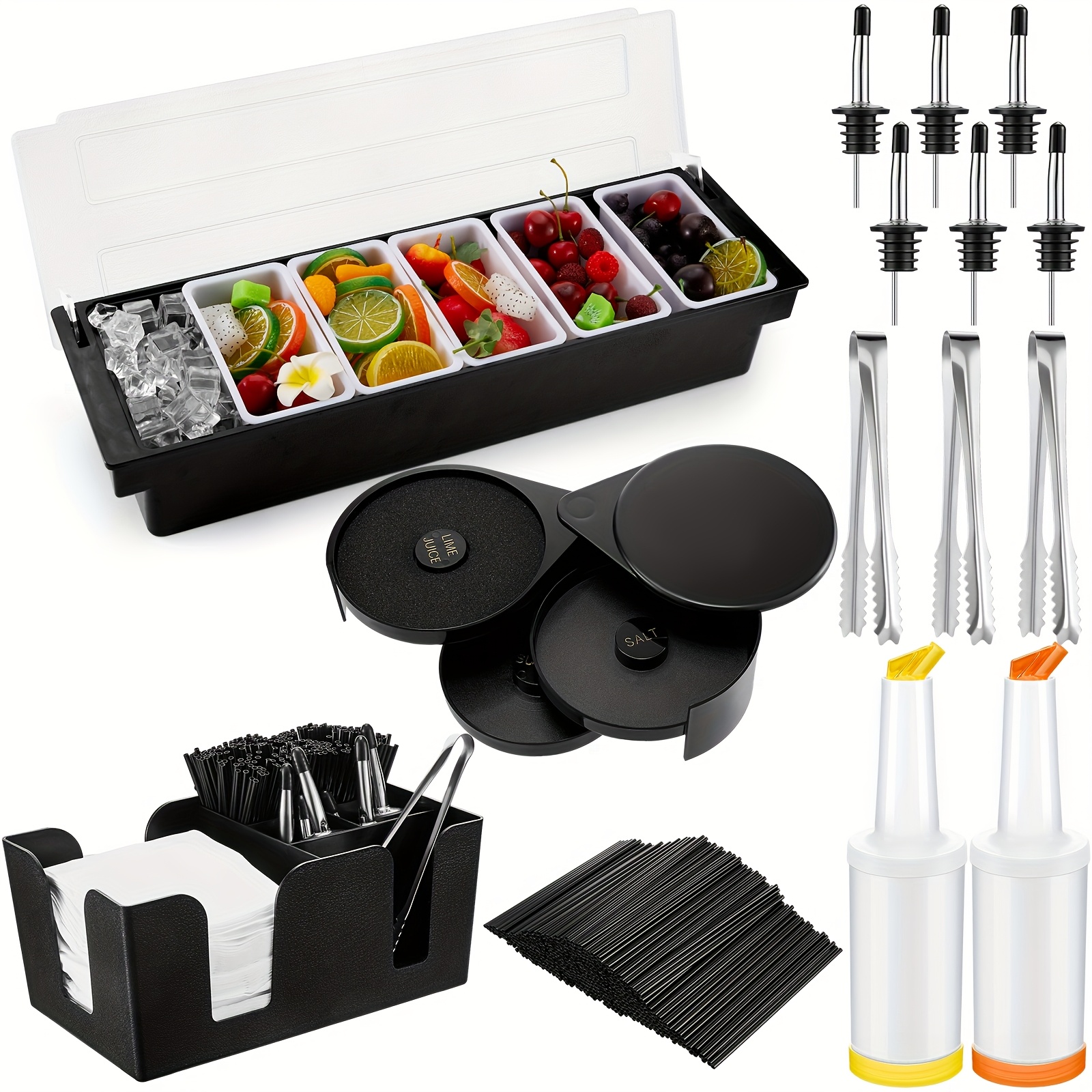 3-Tier Bar Caddy Set with Lid  - Garnish Tray Set ulasan dan harga
