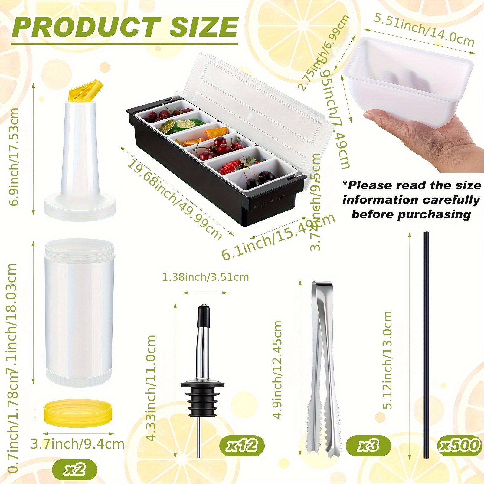 3-Tier Bar Caddy Set with Lid  - Garnish Tray Set ulasan dan harga