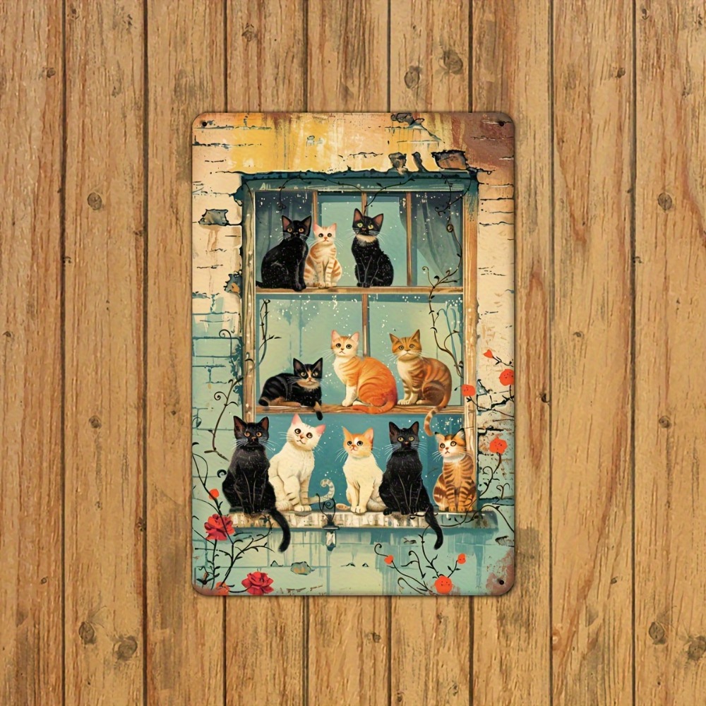 Vintage Cats Window Metal Sign - Home Bar Cafe ulasan dan harga