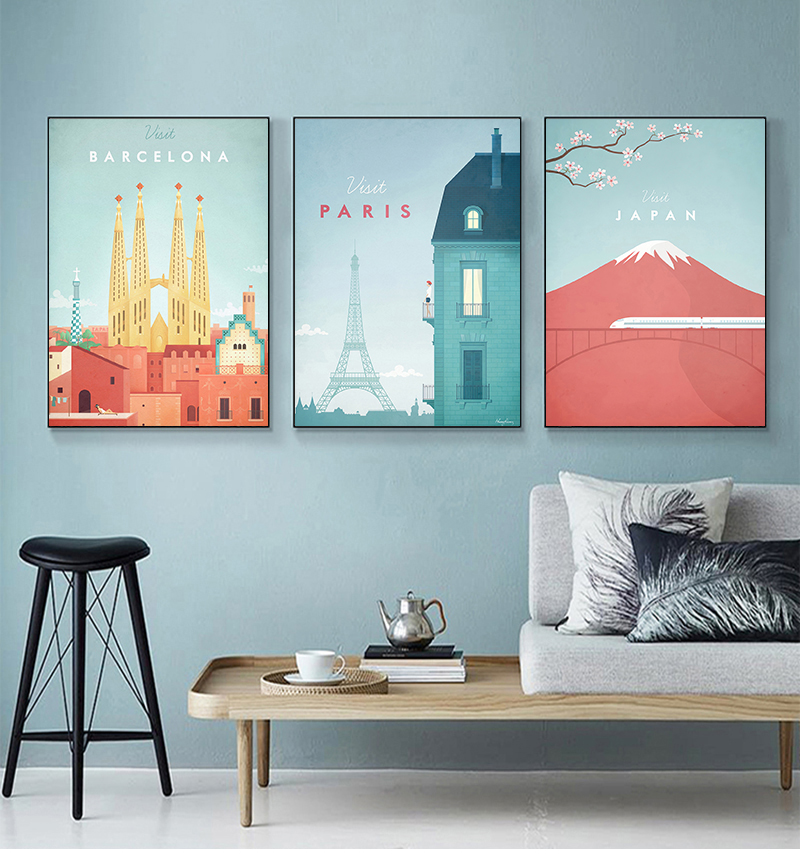Cartoon Cute City Landscape Pa - Home Barcelona ulasan dan harga